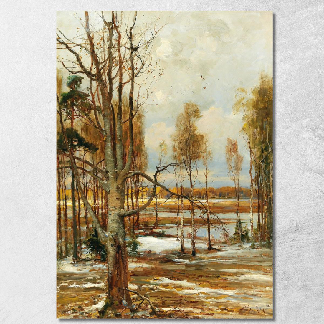 Un Paesaggio Di Inizio Primavera Con Un Faggio In Primo Piano Julius Sergius Klever jsk6 quadro stampato su tela Un Paesaggio Di Inizio Primavera Con Un Faggio In Primo Piano Julius Sergius Klever jsk6 quadro stampato su tela