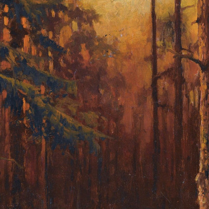 Tramonto Nella Foresta Julius Sergius Klever jsk9 quadro stampato su tela