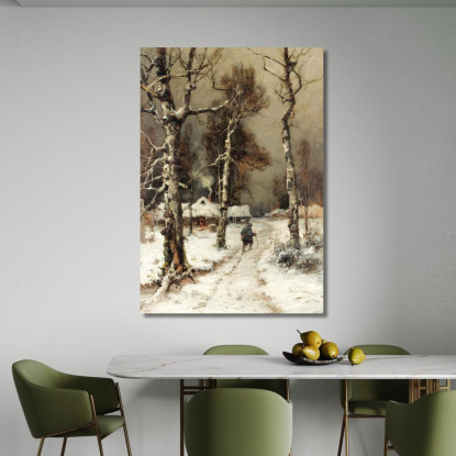 Verso Casa Attraverso Una Foresta Invernale Julius Sergius Klever jsk11 quadro stampato su tela