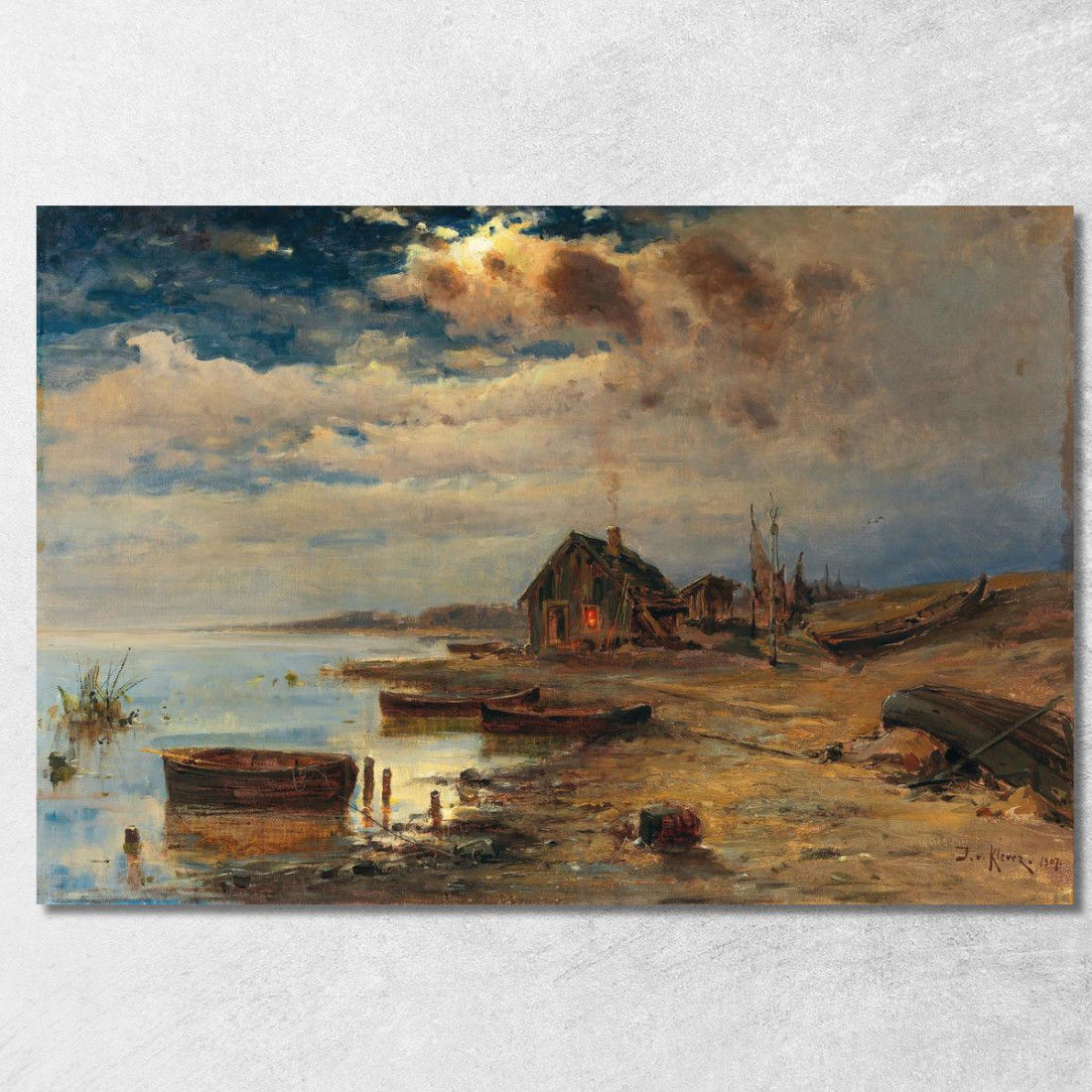 Scena Al Crepuscolo Sulla Costa Baltica Julius Sergius Klever jsk17 quadro stampato su tela Scena Al Crepuscolo Sulla Costa Baltica Julius Sergius Klever jsk17 quadro stampato su tela
