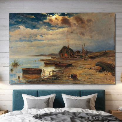 Scena Al Crepuscolo Sulla Costa Baltica Julius Sergius Klever jsk17 quadro stampato su tela