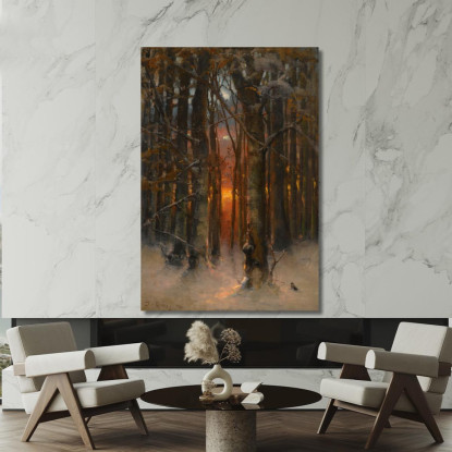 Tramonto Tra Gli Alberi Julius Sergius Klever jsk18 quadro stampato su tela