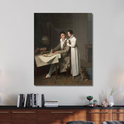 La Lezione Di Geografia: Ritratto Del Signor Gaudry E Di Sua Figlia Louis Léopold Boilly llb55 quadro stampato su tela
