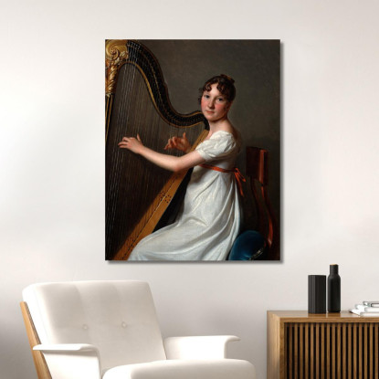 La Giovane Arpista Louis Léopold Boilly llb66 quadro stampato su tela