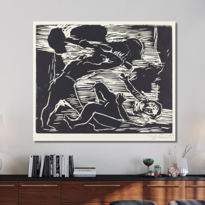 Caïn Et Abel - Le Fratricide Lovis Corinth lcr7 tableau impression sur toile