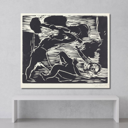 Caïn Et Abel - Le Fratricide Lovis Corinth lcr7 tableau impression sur toile