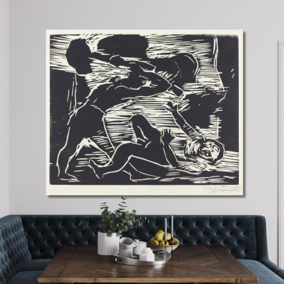 Caïn Et Abel - Le Fratricide Lovis Corinth lcr7 tableau impression sur toile