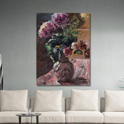 Chrysanthèmes Et Roses Dans Une Cruche Lovis Corinth lcr10 tableau impression sur toile