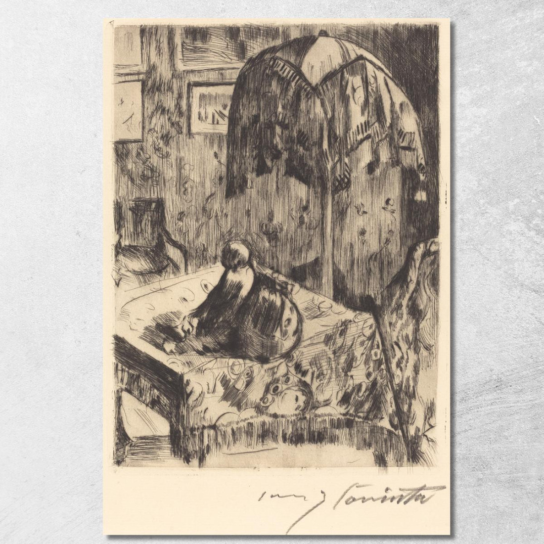 Intérieur Avec Lampe Sur Pied Lovis Corinth lcr47 tableau impression sur toile