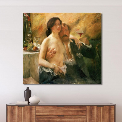 Autoportrait Avec Sa Femme Charlotte Berend-Corinth Et Un Verre De Champagne Lovis Corinth lcr84 tableau impression sur toile