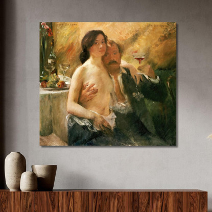 Autoportrait Avec Sa Femme Charlotte Berend-Corinth Et Un Verre De Champagne Lovis Corinth lcr84 tableau impression sur toile