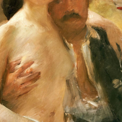 Autoportrait Avec Sa Femme Charlotte Berend-Corinth Et Un Verre De Champagne Lovis Corinth lcr84 tableau impression sur toile