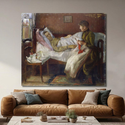 Le Père De L'Artiste Sur Son Lit De Malade Lovis Corinth lcr93 tableau impression sur toile