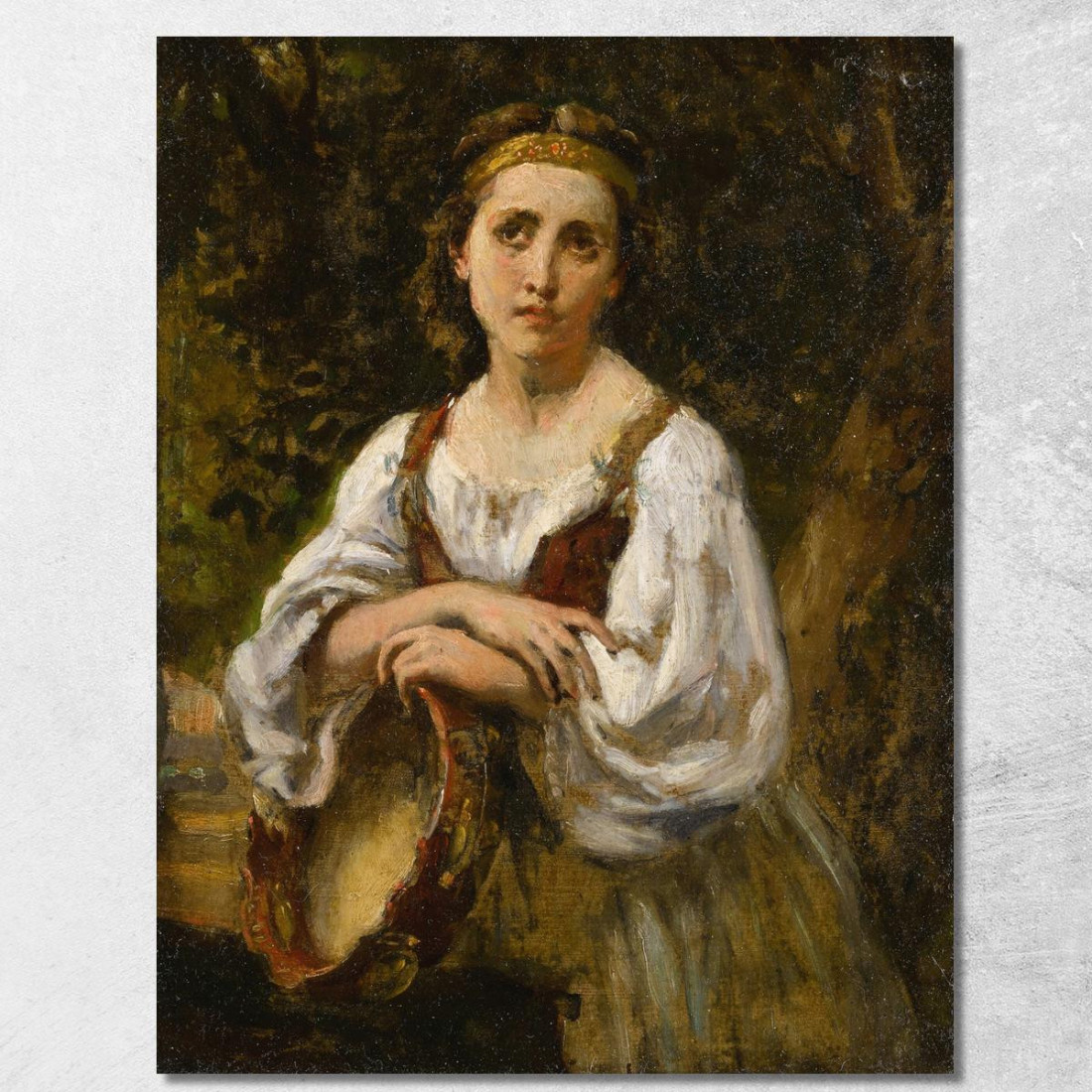 Zingara Con Tamburo Narcisse-Virgile Diaz de La Peña nvd7 quadro stampato su tela Zingara Con Tamburo Narcisse-Virgile Diaz de La Peña nvd7 quadro stampato su tela