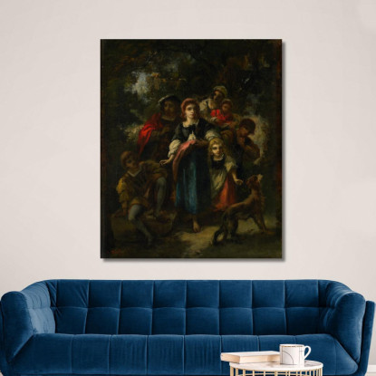 Discesa Degli Zingari Narcisse-Virgile Diaz de La Peña nvd15 quadro stampato su tela