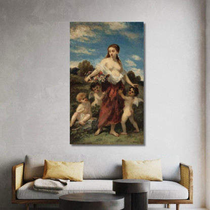 Flora Colta Dall'Amore O L'Innocenza In Pericolo Narcisse-Virgile Diaz de La Peña nvd26 quadro stampato su tela