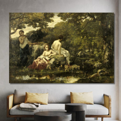 Idillio Narcisse-Virgile Diaz de La Peña nvd31 quadro stampato su tela