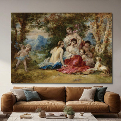 Le Amadriadi Narcisse-Virgile Diaz de La Peña nvd44 quadro stampato su tela