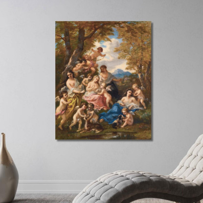 Ninfe E Amori Narcisse-Virgile Diaz de La Peña nvd50 quadro stampato su tela