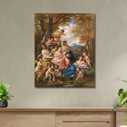 Ninfe E Amori Narcisse-Virgile Diaz de La Peña nvd50 quadro stampato su tela