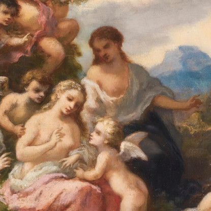Ninfe E Amori Narcisse-Virgile Diaz de La Peña nvd50 quadro stampato su tela