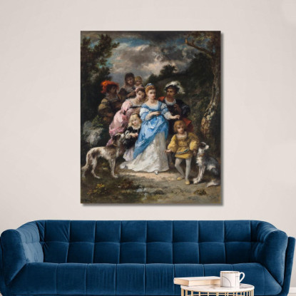 Passeggiata Con L'Abito Blu Narcisse-Virgile Diaz de La Peña nvd58 quadro stampato su tela
