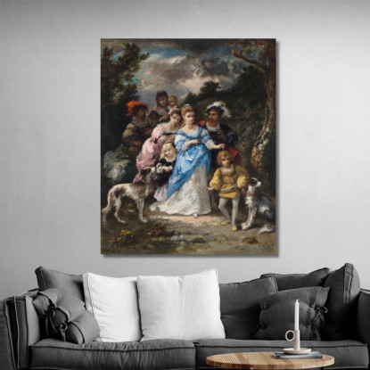 Passeggiata Con L'Abito Blu Narcisse-Virgile Diaz de La Peña nvd58 quadro stampato su tela