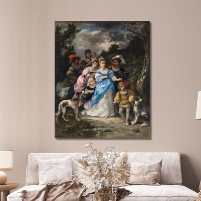 Passeggiata Con L'Abito Blu Narcisse-Virgile Diaz de La Peña nvd58 quadro stampato su tela