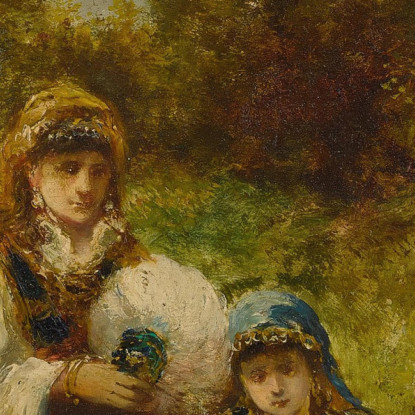 Riposo Di Bohémiens Nella Foresta (Schizzo) Narcisse-Virgile Diaz de La Peña nvd60 quadro stampato su tela