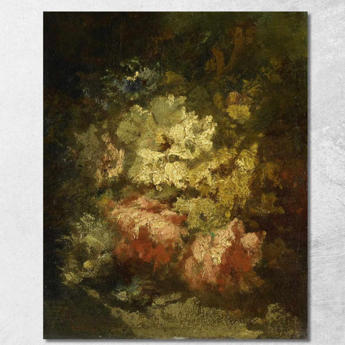 Natura Morta Con Rose Bianche E Rosse Narcisse-Virgile Diaz de La Peña nvd65 quadro stampato su tela