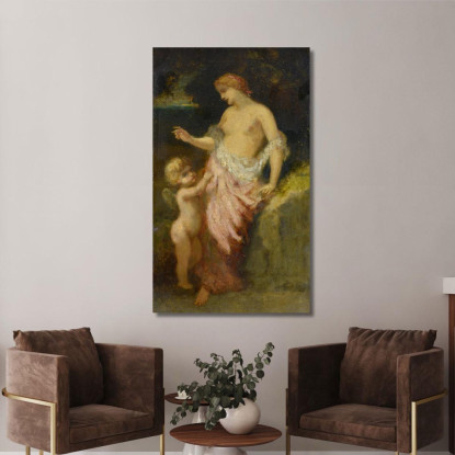 Venere E Cupido Narcisse-Virgile Diaz de La Peña nvd80 quadro stampato su tela