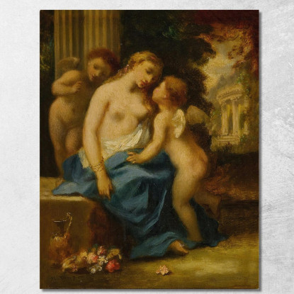 Venere E Cupidi Narcisse-Virgile Diaz de La Peña nvd81 quadro stampato su tela