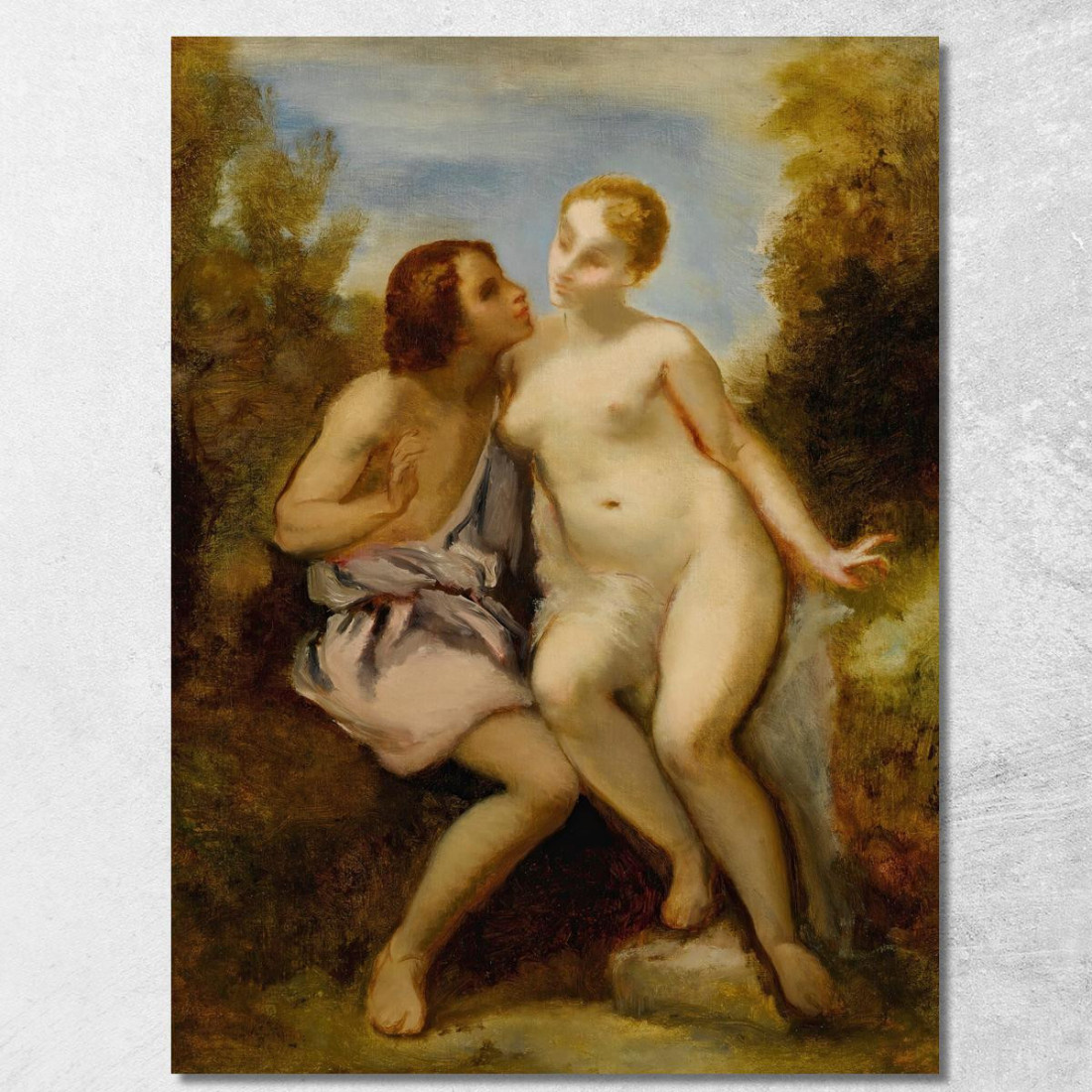Venere E Adone Narcisse-Virgile Diaz de La Peña nvd84 quadro stampato su tela
