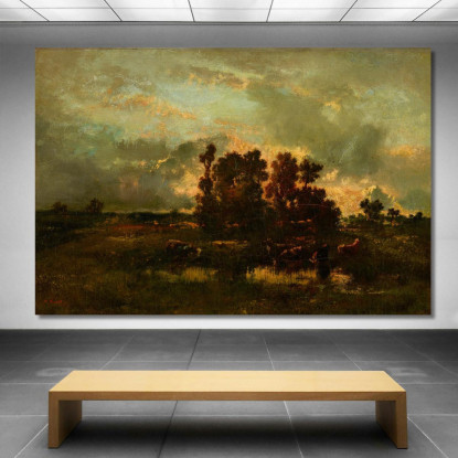Pascolo Umido Narcisse-Virgile Diaz de La Peña nvd86 quadro stampato su tela