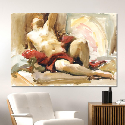 Uomo Con Drappeggio Rosso John Singer Sargent jss155 quadro stampato su tela