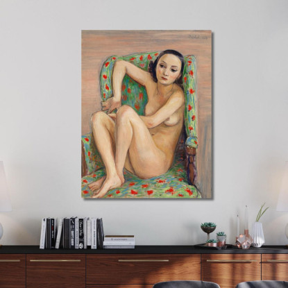 Modella Su Una Sedia Verde Nils Dardel ndr32 quadro stampato su tela