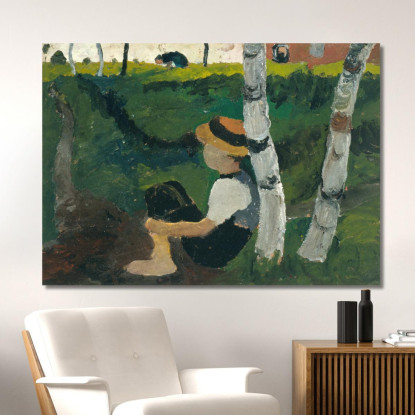Ragazzo Sul Sentiero Sotto Le Betulle Paula Modersohn-Becker pmb4 quadro stampato su tela