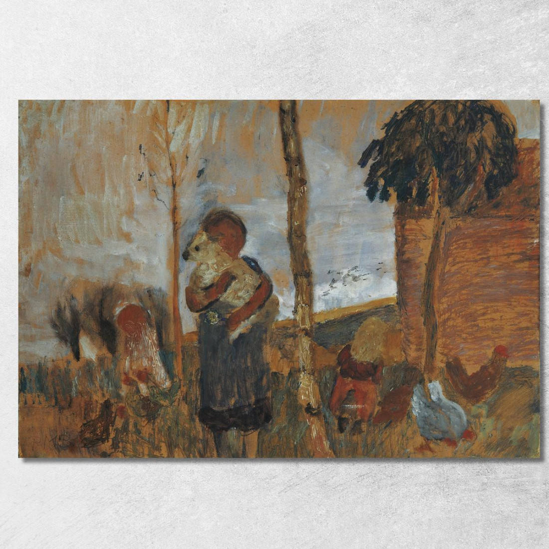 Bambini E Galline Davanti A Un Paesaggio Paula Modersohn-Becker pmb9 quadro stampato su tela Bambini E Galline Davanti A Un Paesaggio Paula Modersohn-Becker pmb9 quadro stampato su tela