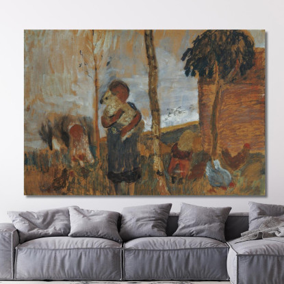 Bambini E Galline Davanti A Un Paesaggio Paula Modersohn-Becker pmb9 quadro stampato su tela