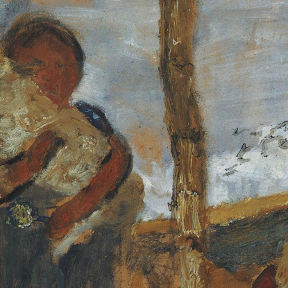 Bambini E Galline Davanti A Un Paesaggio Paula Modersohn-Becker pmb9 quadro stampato su tela