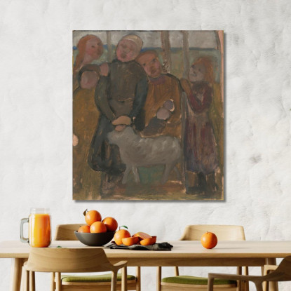 Cinque Bambini Con Pecora Paula Modersohn-Becker pmb13 quadro stampato su tela