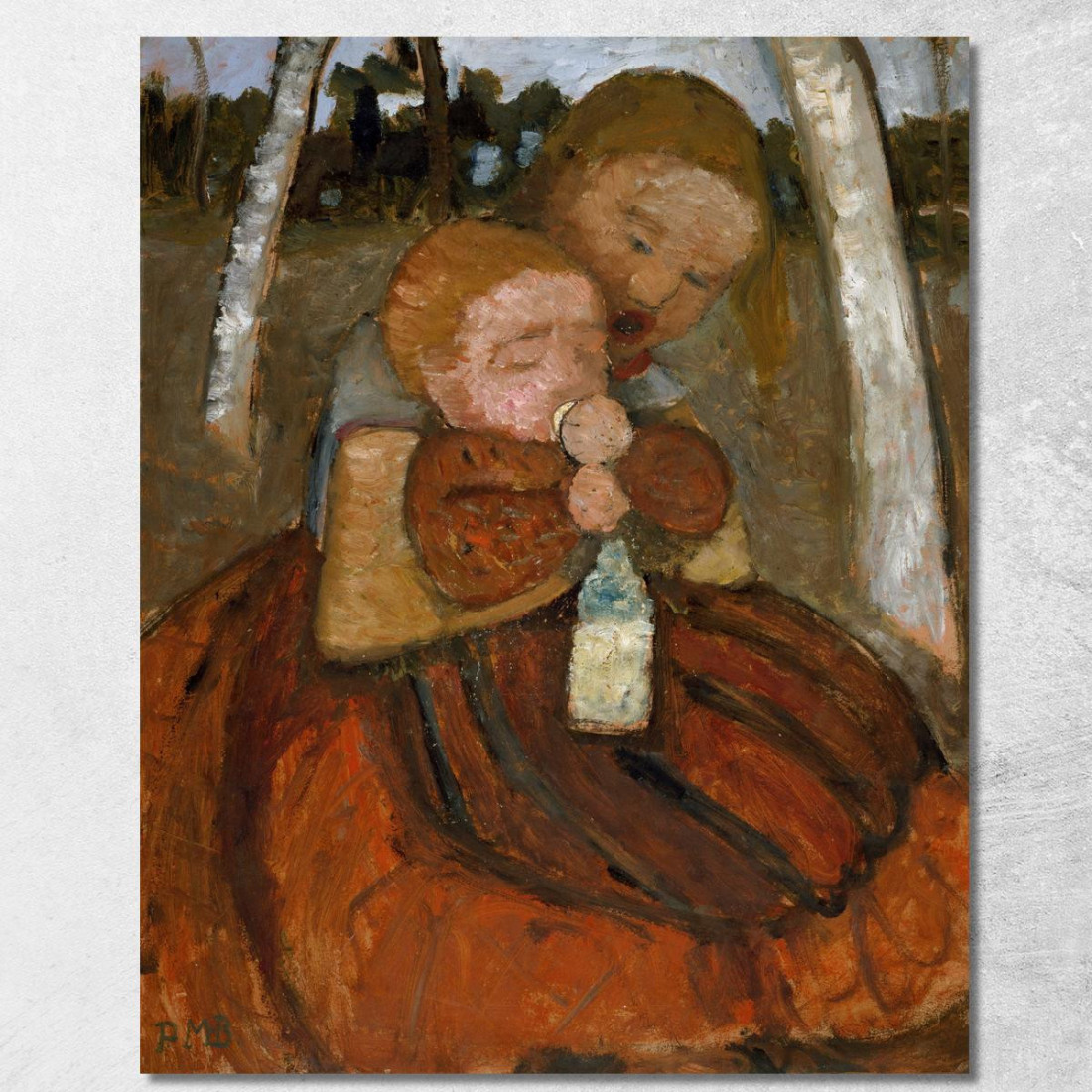 Ragazza Con Un Bambino Tra Le Betulle Paula Modersohn-Becker pmb18 quadro stampato su tela Ragazza Con Un Bambino Tra Le Betulle Paula Modersohn-Becker pmb18 quadro stampato su tela