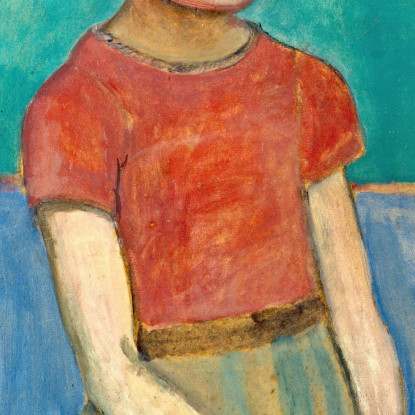 Mezza Figura Di Una Ragazza Con Una Corona Gialla Tra I Capelli Paula Modersohn-Becker pmb22 quadro stampato su tela