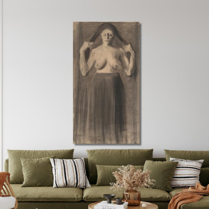 Donna Seminudа Che Tiene I Capelli Separati Paula Modersohn-Becker pmb24 quadro stampato su tela