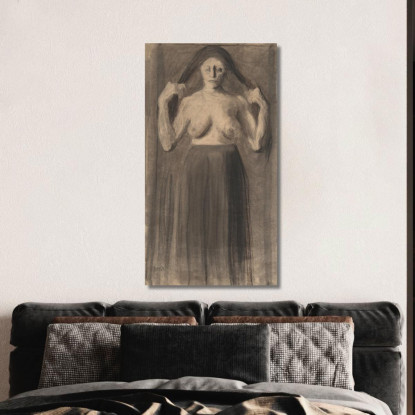 Donna Seminudа Che Tiene I Capelli Separati Paula Modersohn-Becker pmb24 quadro stampato su tela