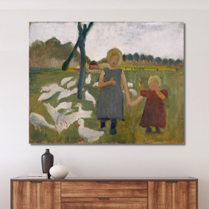 Bambini Con Oche Paula Modersohn-Becker pmb27 quadro stampato su tela