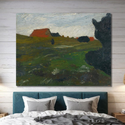 Paesaggio Con Cespuglio E Case Rosse Paula Modersohn-Becker pmb29 quadro stampato su tela