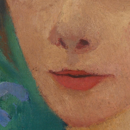 Autoritratto Davanti A Uno Sfondo Verde Con Un'Iride Blu Paula Modersohn-Becker pmb39 quadro stampato su tela