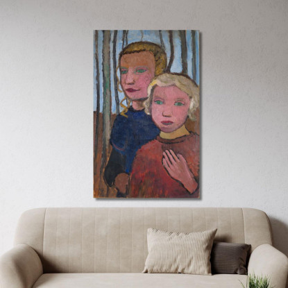 Due Ragazze Davanti A Betulle Paula Modersohn-Becker pmb51 quadro stampato su tela