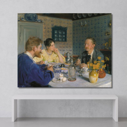 Una Colazione. L'Artista Sua Moglie E Lo Scrittore Otto Benzon Peder Severin Krøyer psk1 quadro stampato su tela